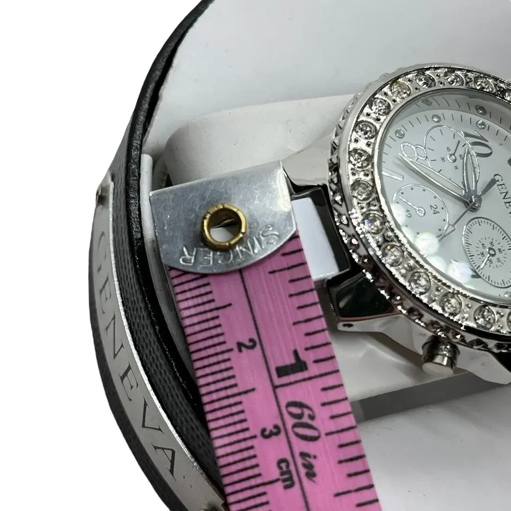 Geneva Watch Silver White Rhinestone Women's In Box No Papers, but Attached